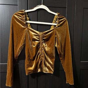 BB Dakota by Steve Madden Velvet Ruched Blouse in Gold